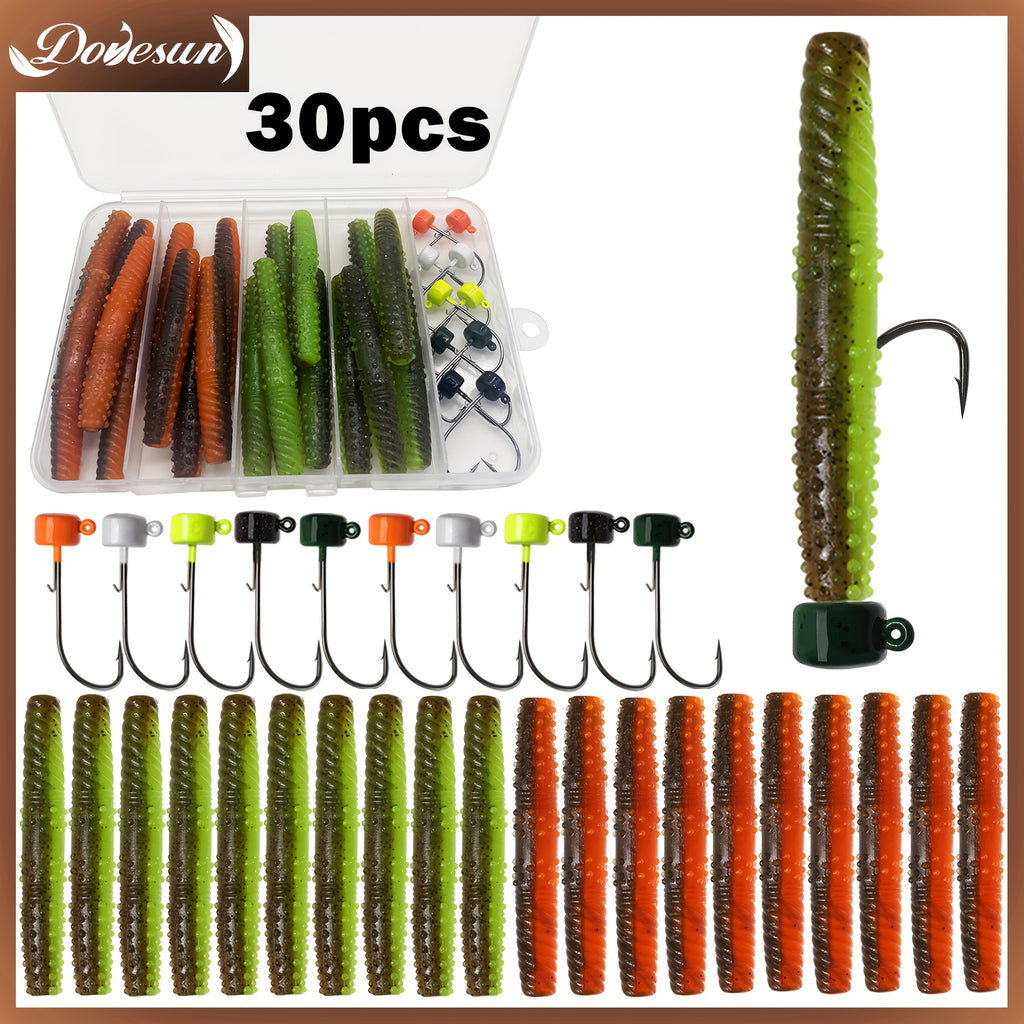 Bass Tackle Kit – Bass – Dovesun Piece Ned Rig Jig Heads Trd Worms Kit – Versatile Water-Ready Design for US Anglers, Freshwater and Saltwater Fishing Equipment