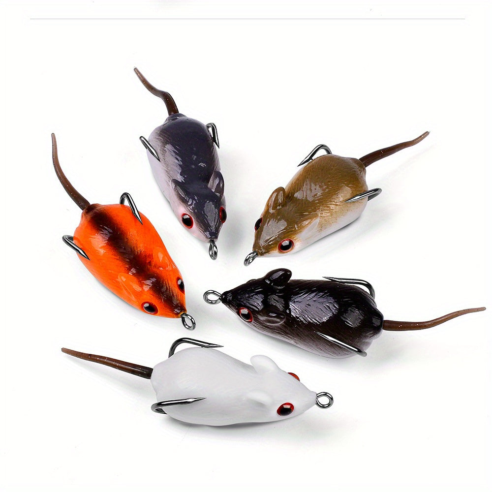 Angler Fishing Rod – Saltwater – Pack Lifelike Mouse Fishing Lures Soft Bait Built Bells – Versatile Water-Ready Design for US Anglers