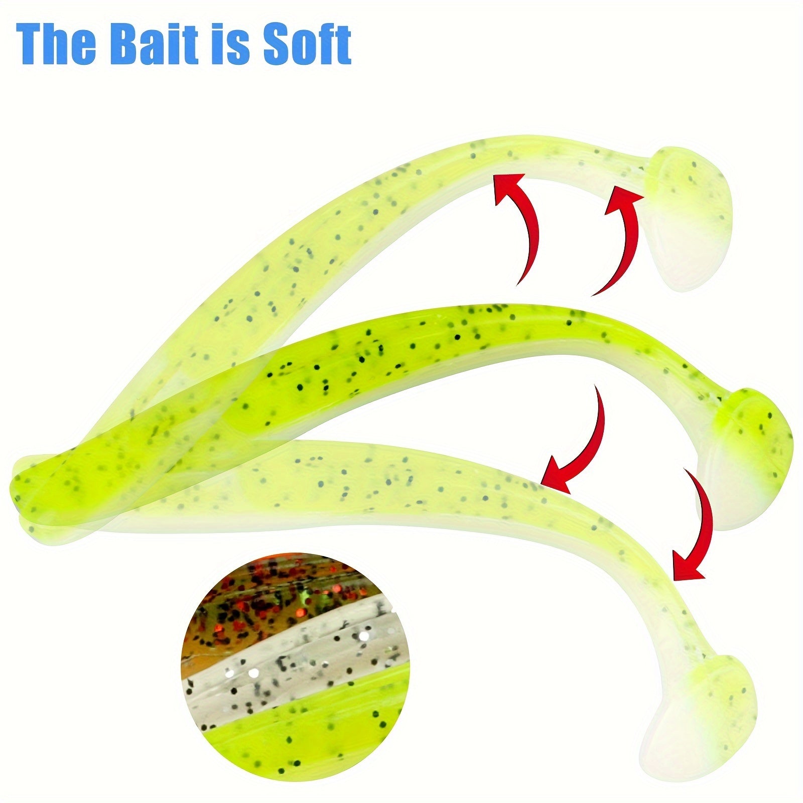 Complete Tackle Kit – Bass – 50pcs Soft Curl Tail Lure Silicone Bionic Swimbait Lifelike – Compact Tackle Solution for US Anglers