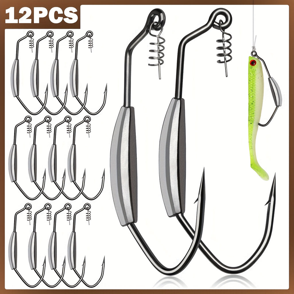 Fishing Lures – Saltwater, Freshwater, Bass – 12pcs Weighted Swimbait Hooks Fishing Saltwater Freshwater Worm Weedless – Practical Gear for Every Cast for US Anglers