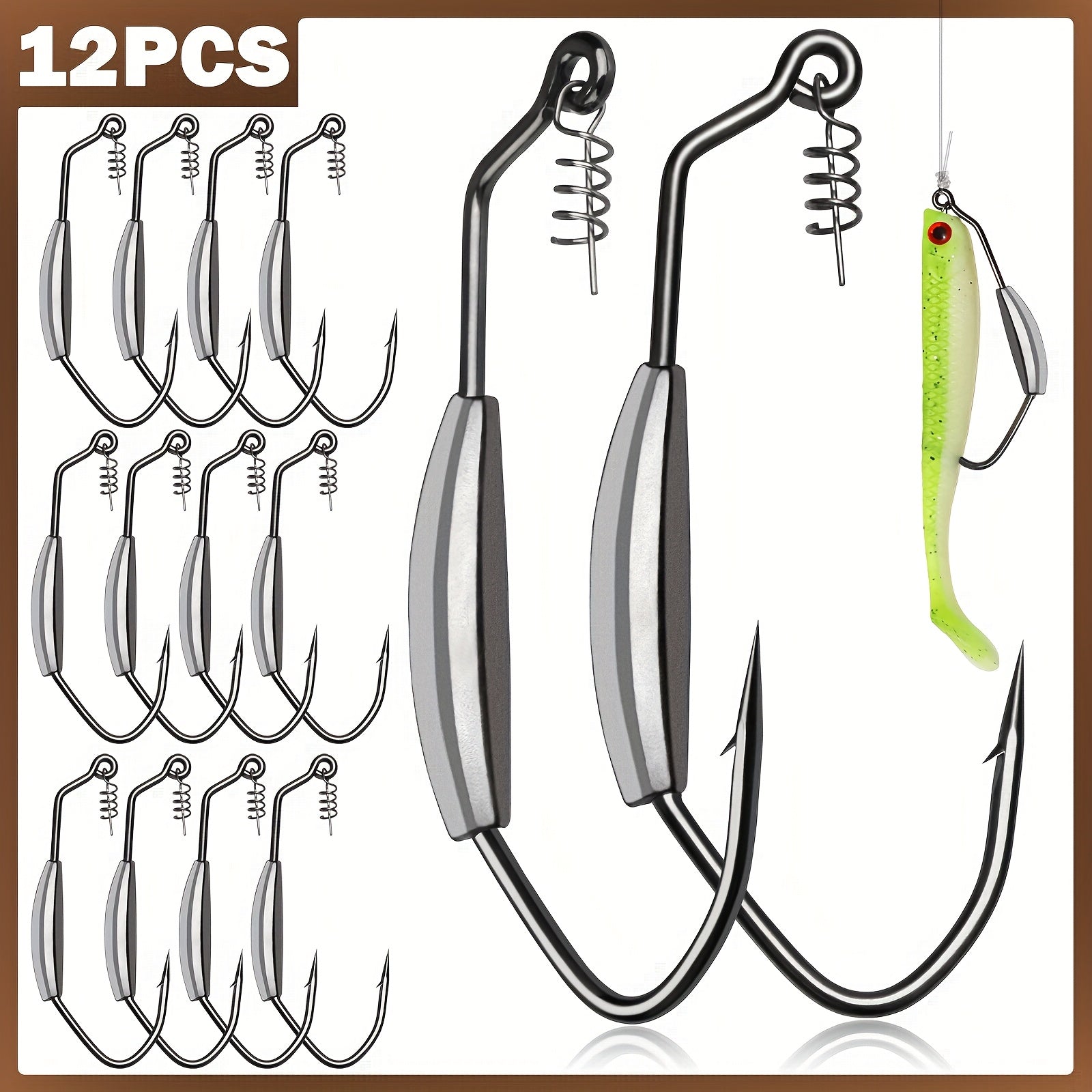 Fishing Lures – Saltwater, Freshwater, Bass – 12pcs Weighted Swimbait Hooks Fishing Saltwater Freshwater Worm Weedless – Practical Gear for Every Cast for US Anglers