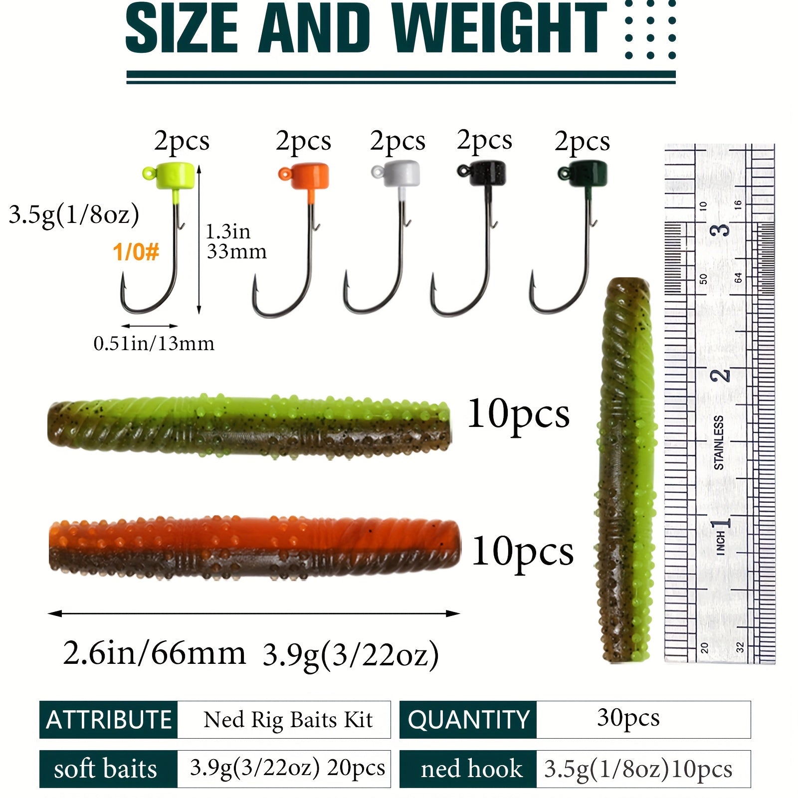 Bass Tackle Kit – Bass – Dovesun Piece Ned Rig Jig Heads Trd Worms Kit – Versatile Water-Ready Design for US Anglers, Freshwater and Saltwater Fishing Equipment