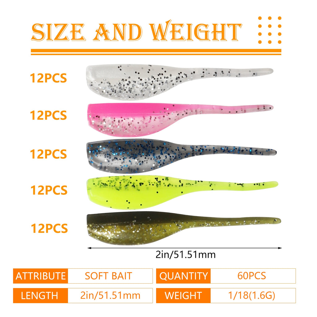 Fishing Trip Essential – Bass, Trout, Crappie – 60pcs Swimbaits Soft Plastic Lures Kit Bass Trout Walleye – Reliable Angler Setup for US Anglers