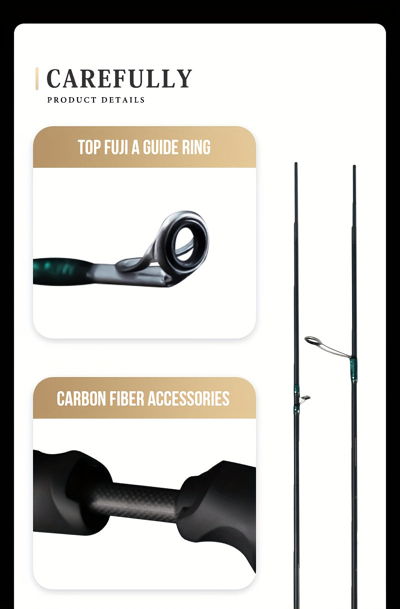 Angler Fishing Rod – Carbon Fiber, Lightweight – Seasir Stream Solid Wood Fishing Rod Fuji Guide Rings – Dependable Freshwater & Saltwater Use for US Anglers