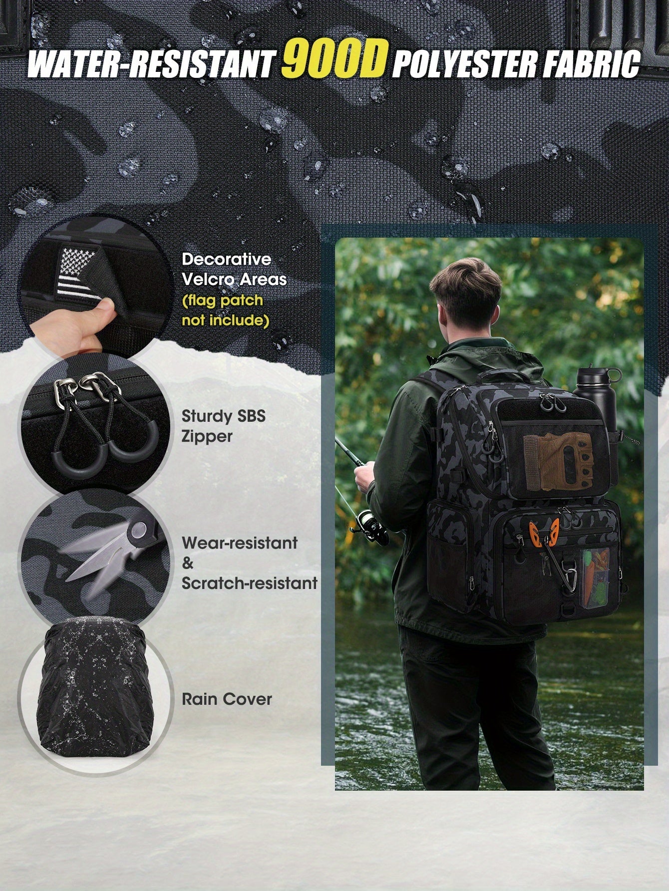 Carbon Fishing Rod – Compact Tackle Solution – Rainsmore 11. 89 Gal Fishing Backpack Rod Holder Rain Cover – Field-Ready Performance for US Anglers