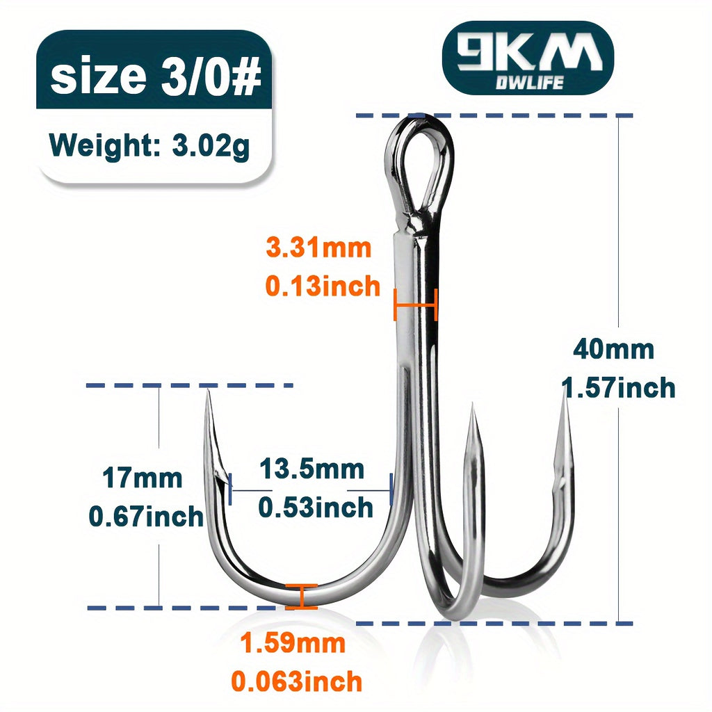 Fishing Trip Essential – Saltwater, Freshwater – 9km 50pcs Fishing Treble Hooks Brabed Sharp Triple Sea – Reliable Angler Setup for US Anglers