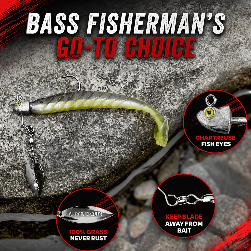Artificial Fishing Lures – Saltwater, Bass – Pack Underspin Jig Heads 100 Brass Blade Never Rust – Reliable Angler Setup for US Anglers
