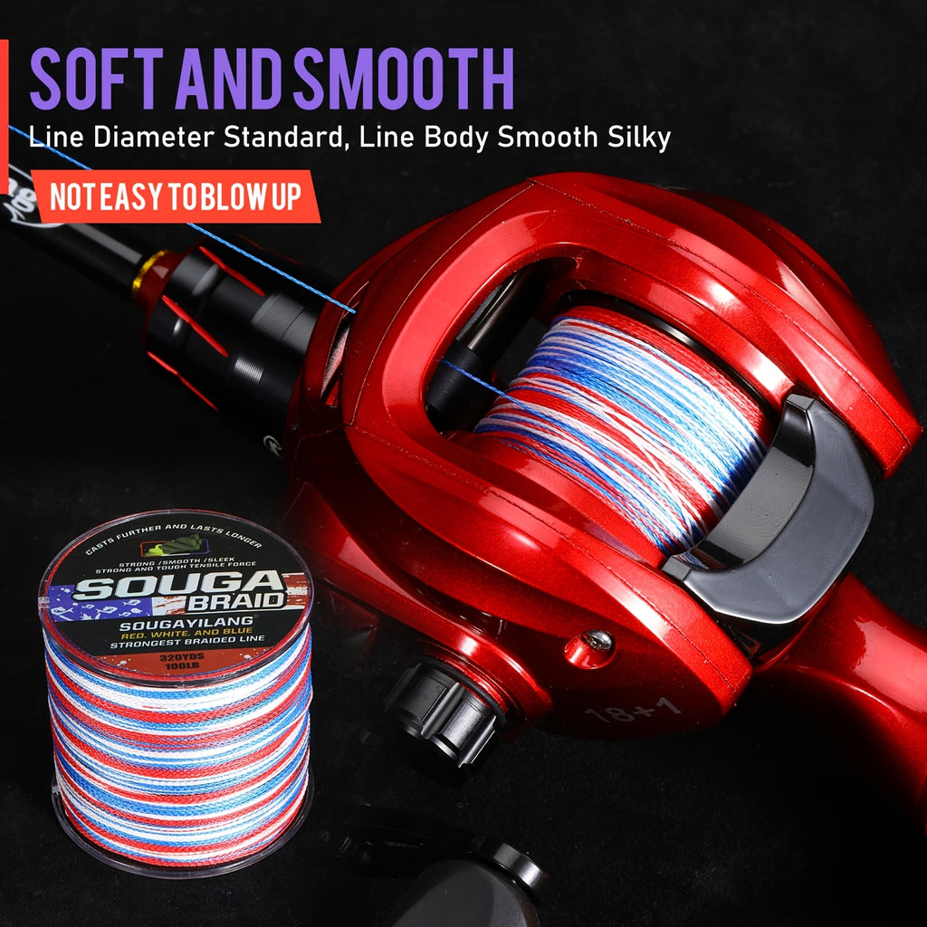 Angler Terminal Tackle – Bass – Sougayilang Ultra Durable Strand Braided Fishing Line 320yds 300m – Compact Tackle Solution for US Anglers