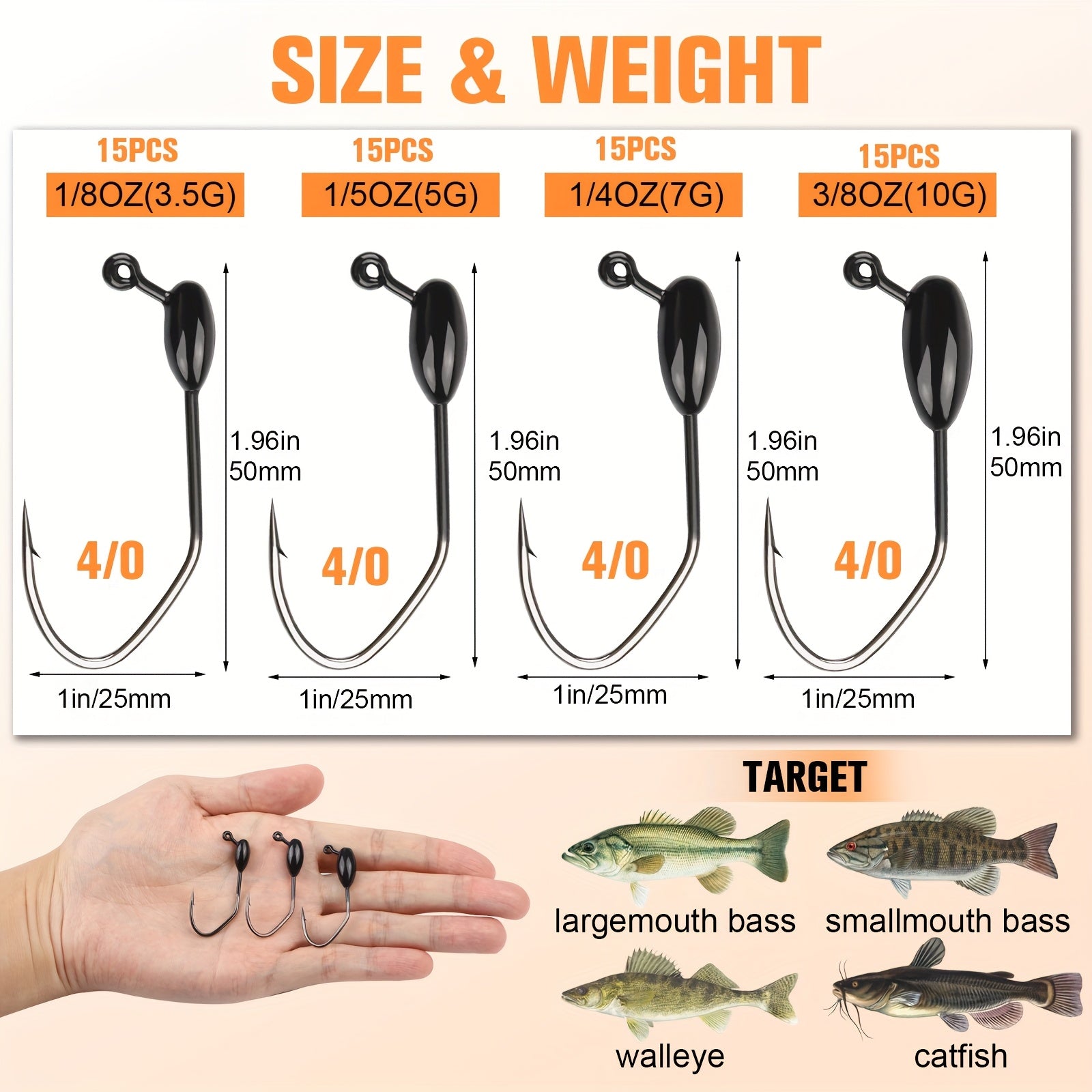 Bass Tackle Kit – Saltwater, Freshwater, Bass, Trout – Tube Jig Heads 15pcs Baits Fishing Jigs Strong Bass – Versatile Water-Ready Design for US Anglers