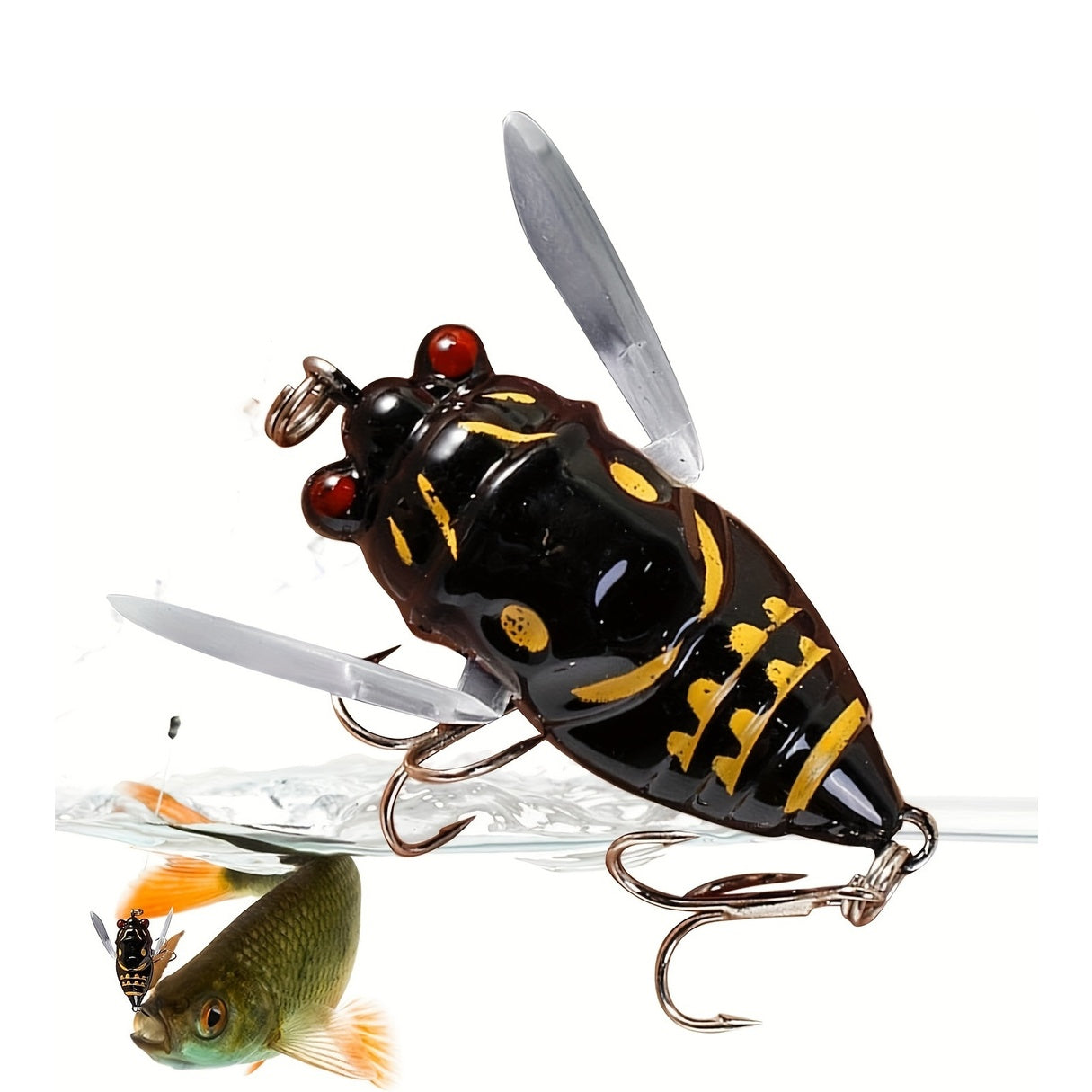 Outdoor Fishing Accessory – Saltwater, Freshwater – 5pcs Lifelike Cicada Fishing Lures Holographic Eyes Biomimetic Shape – Dependable Freshwater & Saltwater Use for US Anglers