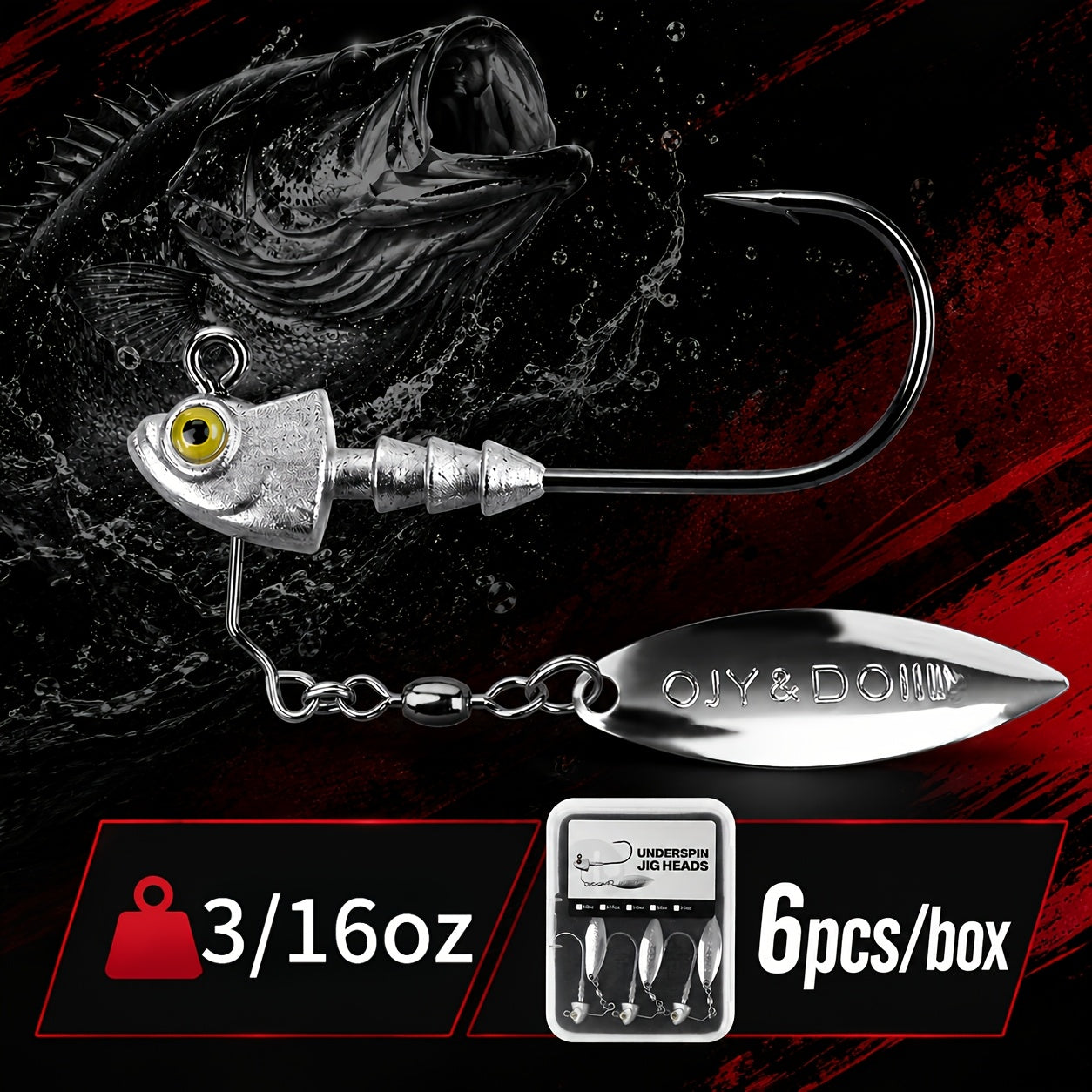 Artificial Fishing Lures – Saltwater, Bass – Pack Underspin Jig Heads 100 Brass Blade Never Rust – Reliable Angler Setup for US Anglers