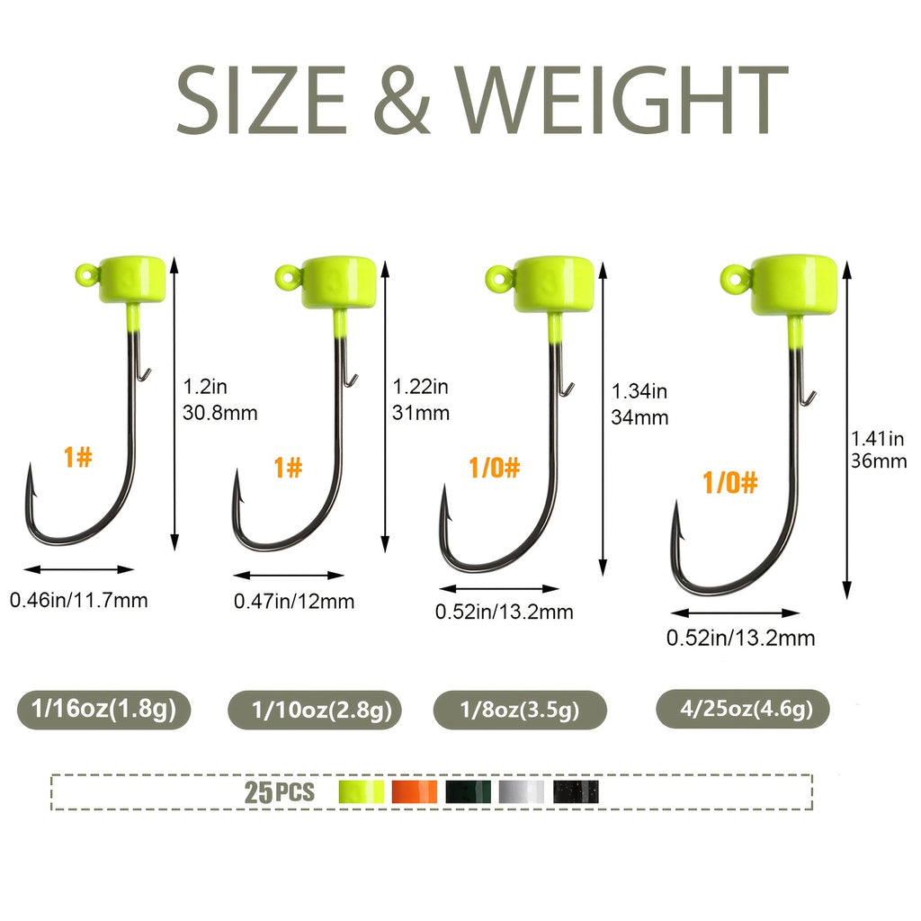 Fishing Tackle Storage – Bass – Dovesun 25pcs Ned Rig Jig Heads Mushroom Head Shroom – Versatile Water-Ready Design for US Anglers