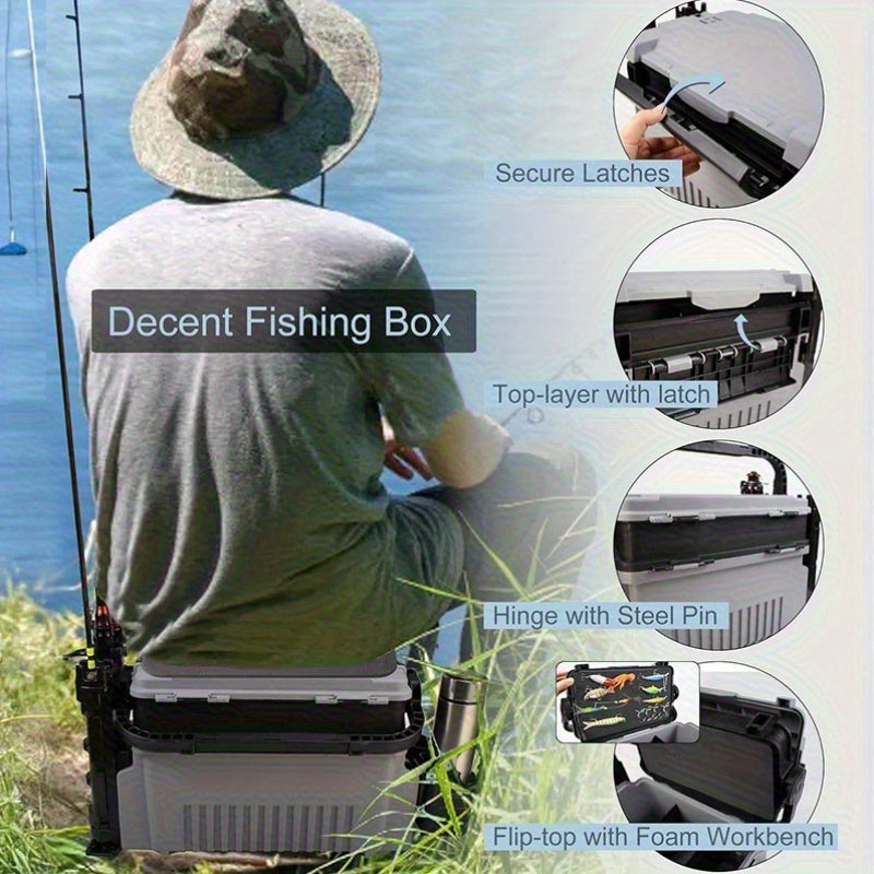 Fishing Rod – Field-Ready Performance – Multifunctional Fishing Tackle Box Extra Large Gray Black Rod – Practical Gear for Every Cast for US Anglers