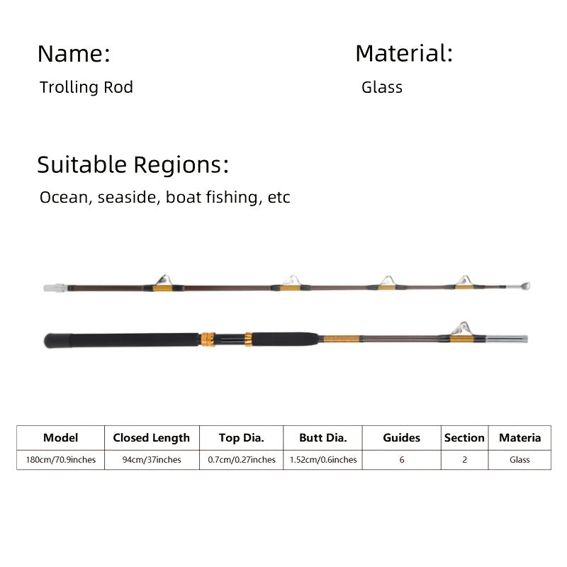 Angler Fishing Rod – Offshore – Trolling Rod Section Boat Super Hard Double Pulley Guide – Versatile Water-Ready Design for US Anglers
