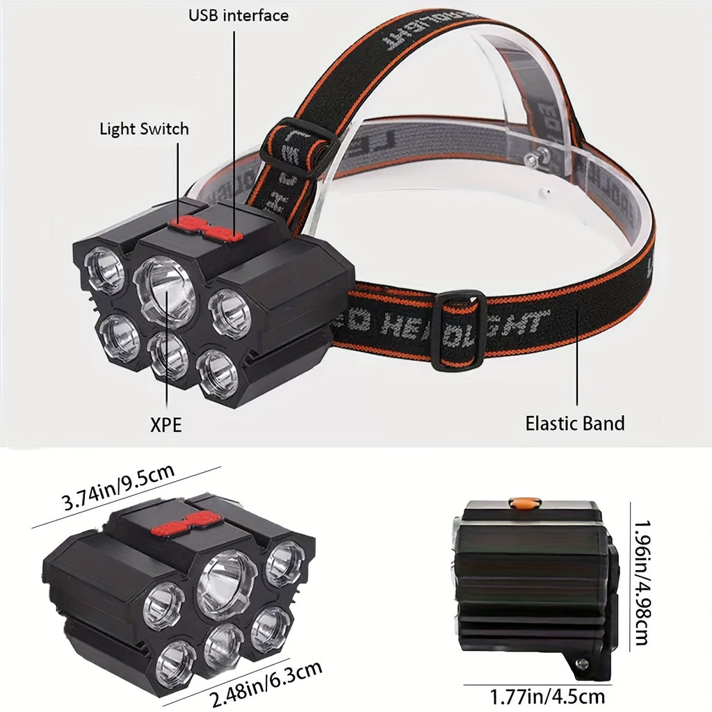 Outdoor Fishing Accessory – Rechargeable – Buy Get Free Total 2pcs Multifunctional 5led Headlight Head – Dependable Freshwater & Saltwater Use for US Anglers