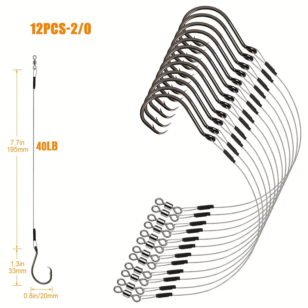 Artificial Fishing Lures – Saltwater, Bass – Dovesun 12pcs High Quality Circle Hooks Rigs Saltwater Steel – Reliable Angler Setup for US Anglers