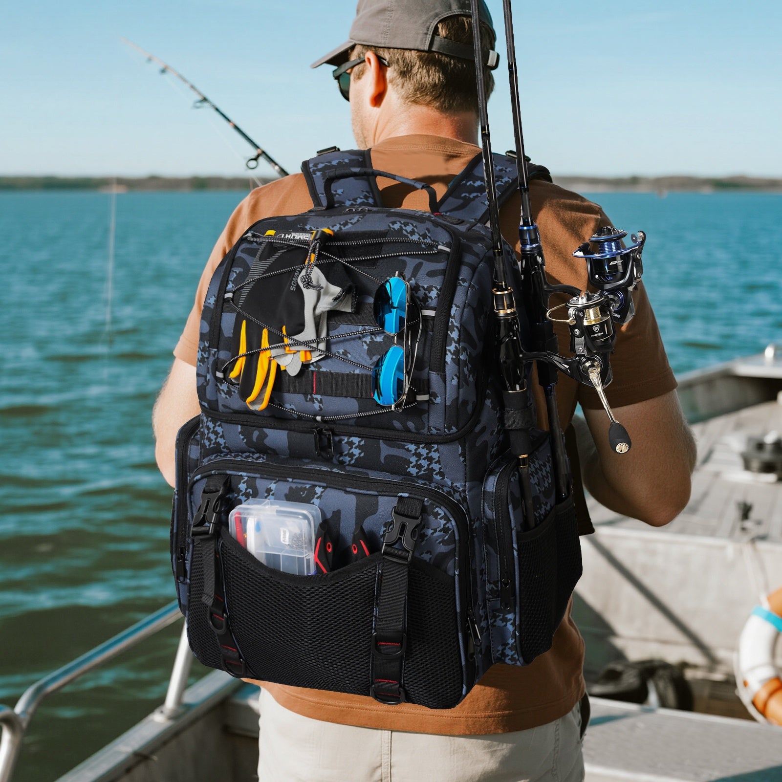 Angler Fishing Rod – Large Capacity – Spacious Fishing Gear Backpack Equipped Cooler Designed Four Rod – Versatile Water-Ready Design for US Anglers