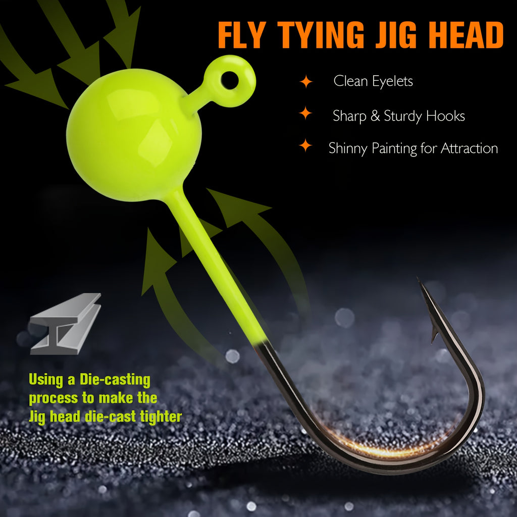 Complete Tackle Kit – Crappie – 100pcs Fly Tying Jigs Kit Jig Heads Fishing 124oz – Reliable Angler Setup for US Anglers