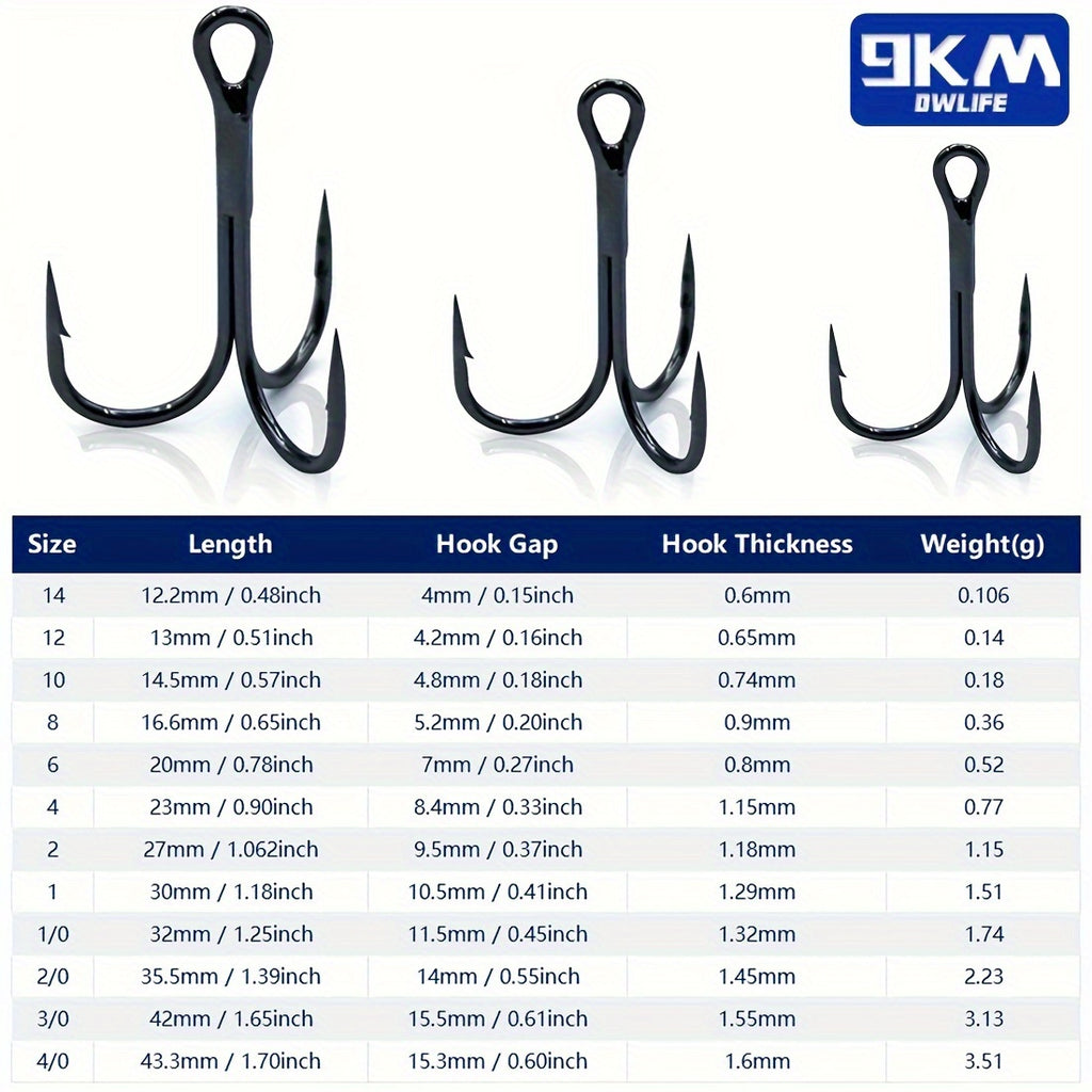 Fishing Outdoor Gear – Carbon Fiber, Saltwater – 9km 50pcs Fishing Treble Hooks Made High Carbon Steel – Practical Gear for Every Cast for US Anglers
