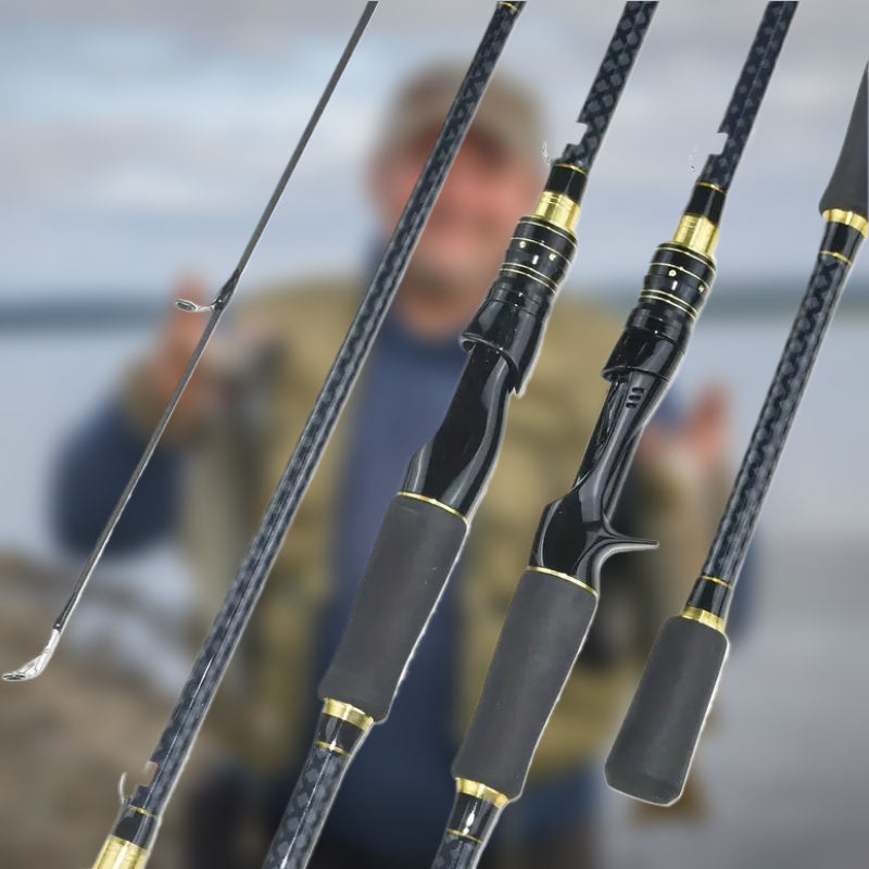 Carbon Fishing Rod – Carbon Fiber, Freshwater, Portable, Bass – Black Golden Carbon Fiber Fishing Rod Medium Fast Speed – Built for Weekend Anglers for US Anglers