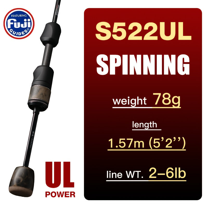 Angler Fishing Rod – Carbon Fiber, Lightweight – Seasir Stream Solid Wood Fishing Rod Fuji Guide Rings – Dependable Freshwater & Saltwater Use for US Anglers