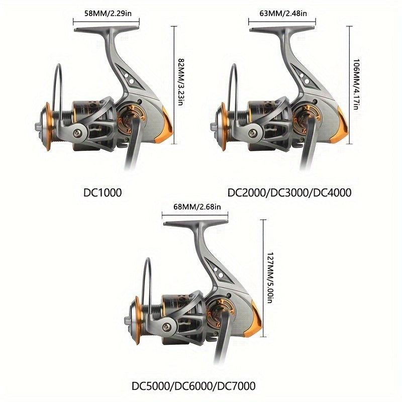 Fishing Reel – Saltwater, Freshwater – Aluminum Alloy Metal 5. 2 Gear Ratio 1000 7000 Series – Practical Gear for Every Cast for US Anglers