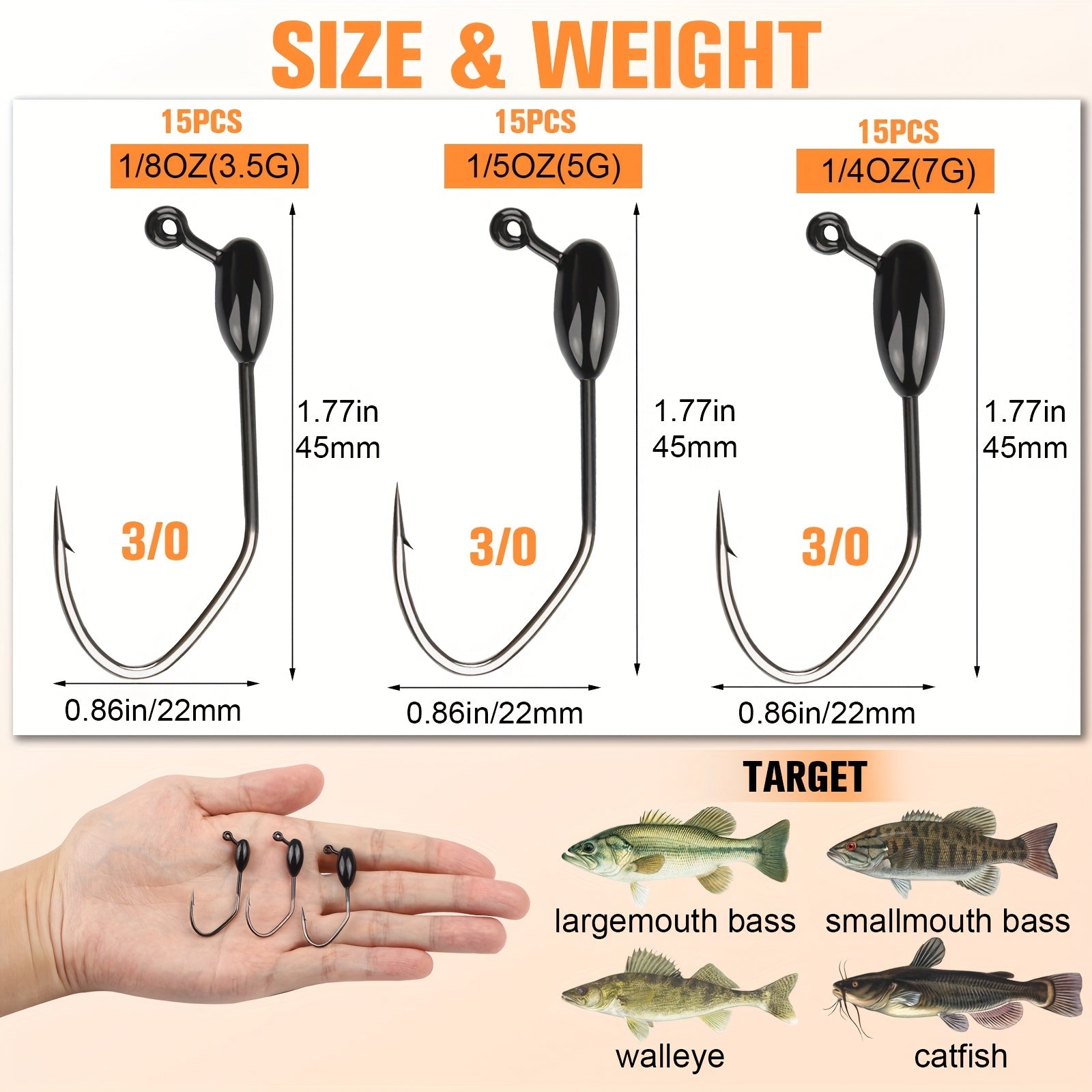 Bass Tackle Kit – Saltwater, Freshwater, Bass, Trout – Tube Jig Heads 15pcs Baits Fishing Jigs Strong Bass – Versatile Water-Ready Design for US Anglers