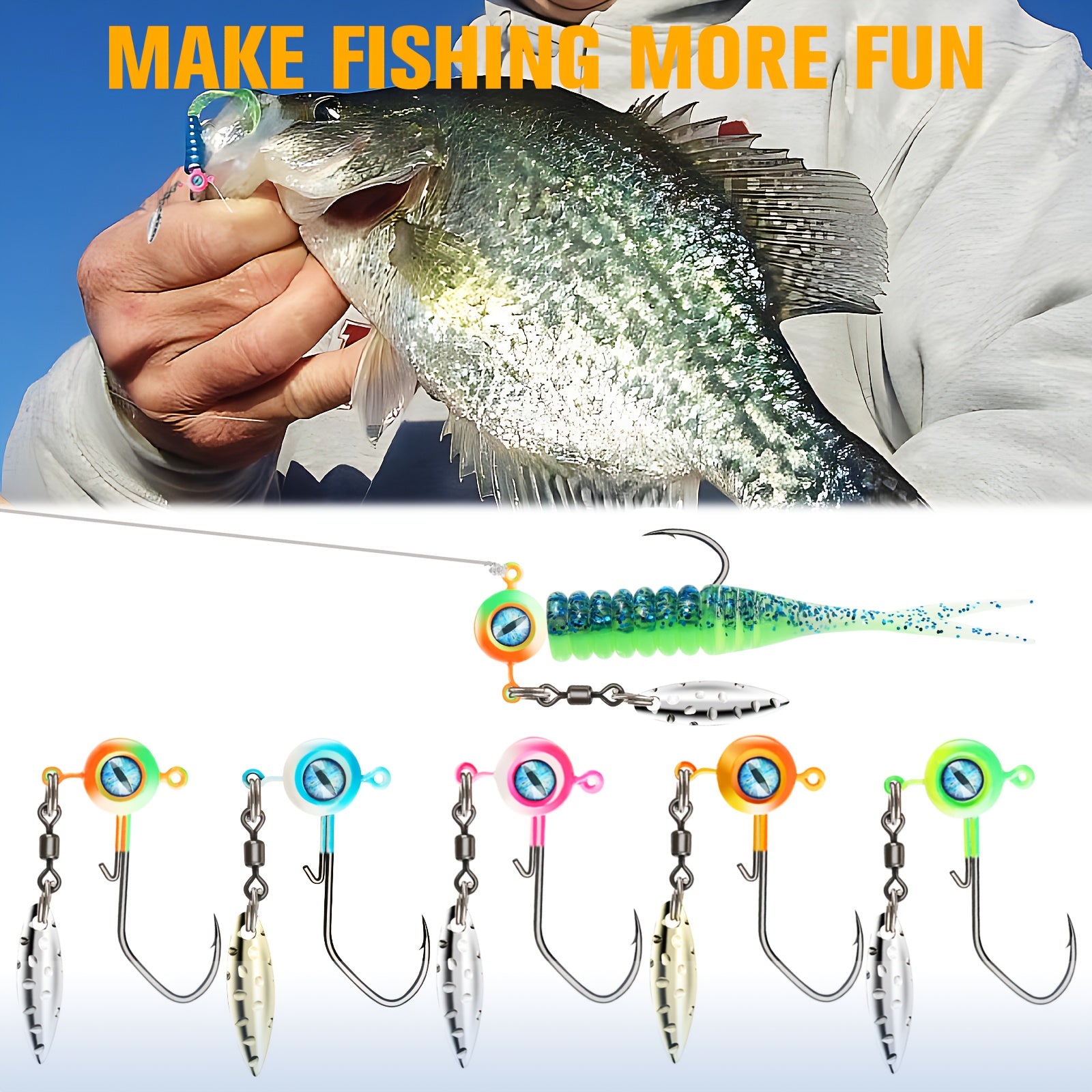 Bass Tackle Kit – Crappie – Dovesun 50pcs Crappie Jig Heads Kit Underspin Spinner Blade – Dependable Freshwater & Saltwater Use for US Anglers