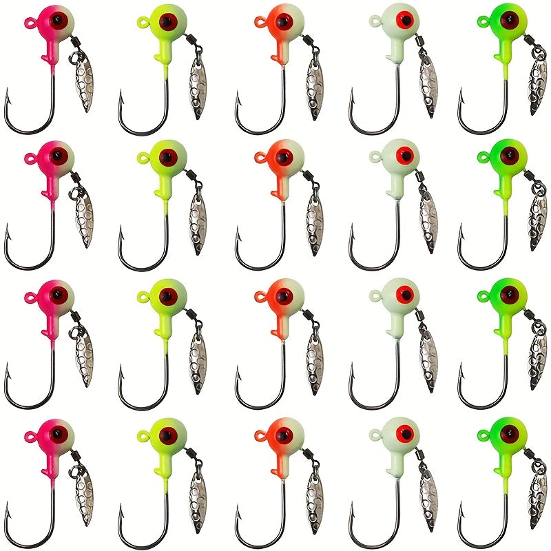Fishing Lure Kit – Bass, Trout, Crappie – Underspin Jig Heads Spinner Glow Dark Fishing Hooks Crappie – Built for Weekend Anglers for US Anglers