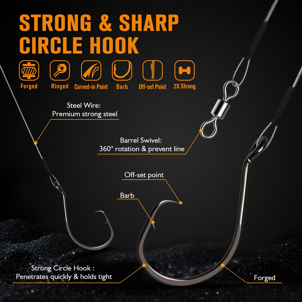Artificial Fishing Lures – Saltwater, Bass – Dovesun 12pcs High Quality Circle Hooks Rigs Saltwater Steel – Reliable Angler Setup for US Anglers