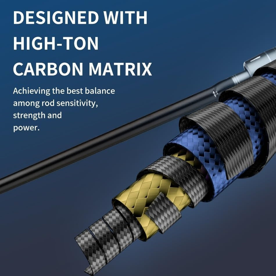 Fishing Rod – Carbon Fiber, Bass, Trout – Black Carbon Fiber Fishing Rod Tone Long Casting Comfortable – Angler-Focused Outdoor Design for US Anglers