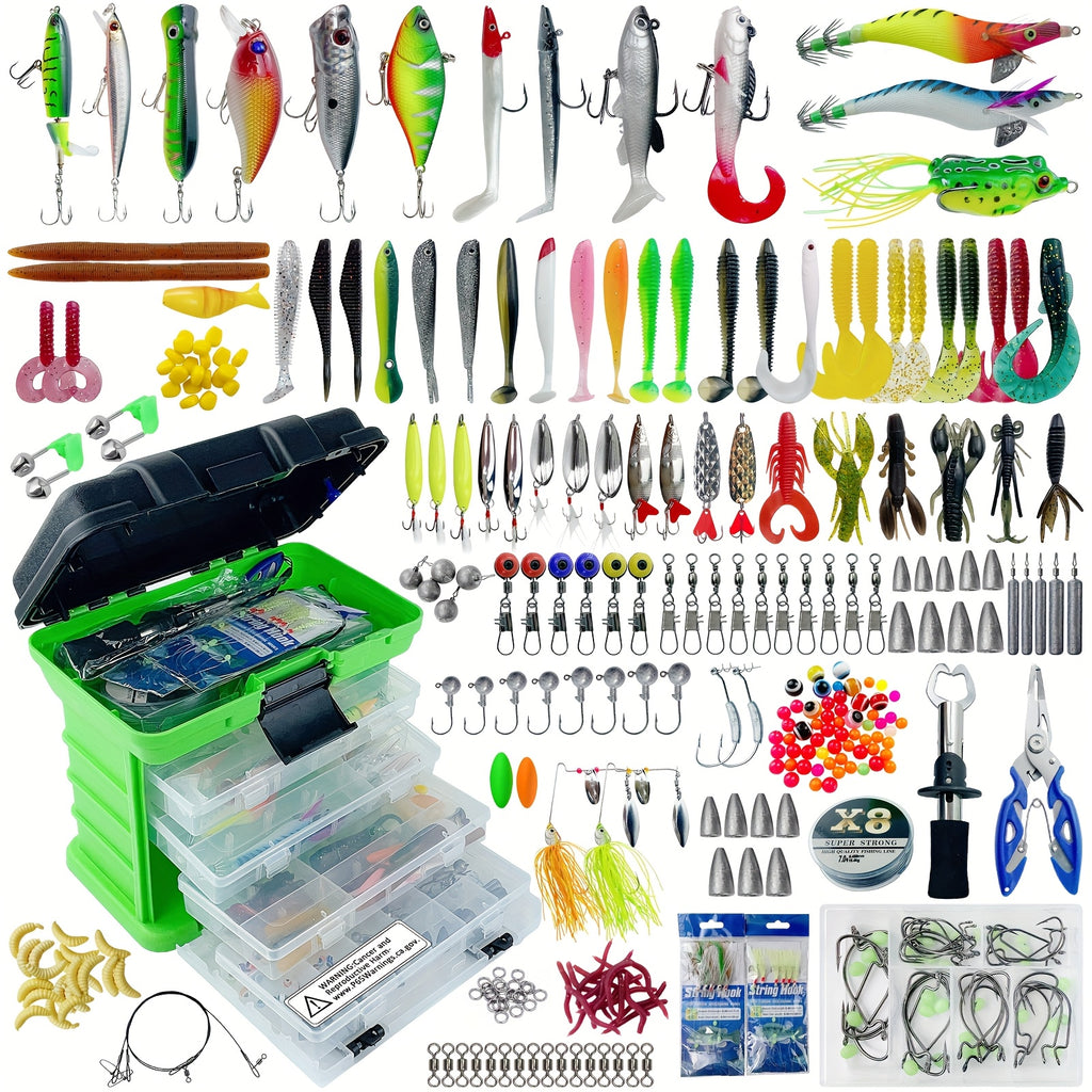 Fishing Gear Backpack – Saltwater, Freshwater – 346pcs Fishing Lures Kit Tackle Box Included Minnow Crankbaits – Compact Tackle Solution for US Anglers